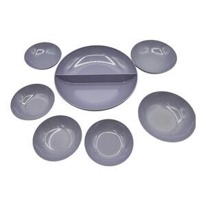 Vtg. Royalon Melmac Lavender Purple 7pc‎ Set 1 Divided 4 Berry 4 Cereal  Bowls